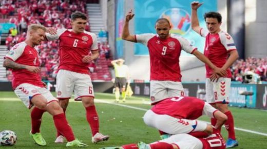 يورو2020 : تعليق لقاء الدانمارك و فنلندا اثر سقوط لاعب وسط المنتخب الدانماركي كرستيان إريكسون