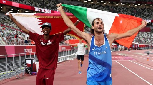 بالفيديو: لأول مرة في تاريخ الأولمبياد .. دولتين تتقاسمان الميدالية الذهبية