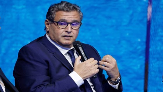 Morocco's Prime Minister Aziz Akhannouch speaks during the High Level Segment session of the One Ocean Summit, which seeks to raise the international community's ambitions to protect sealife, cut plastic pollution and tackle the impact of climate change, in the northwestern France port city of Brest on February 11, 2022. (Photo by Ludovic MARIN / POOL / AFP) (Photo by LUDOVIC MARIN/POOL/AFP via Getty Images)